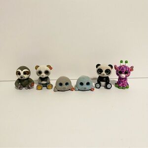 Ty Beanie Boos Mini Boo Figure Lot 2” Flocked Panda Sloth Seal Giraffe Animals